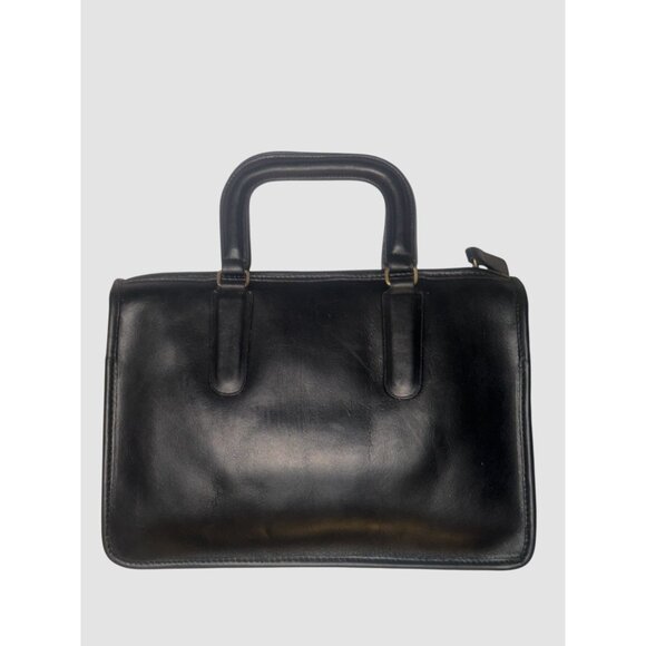 VTG Coach Slim Satchel Std 9430 Black Leather Brass Handled Portfolio 70s NYC - Picture 4 of 10